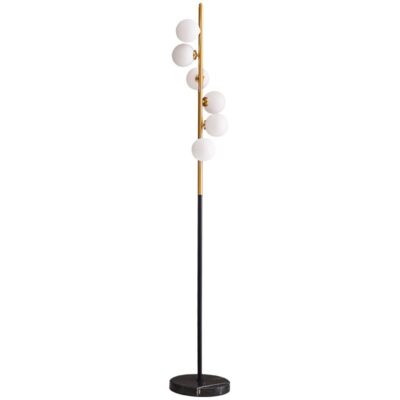 Marble base Led minimalist living room bedroom floor light white glass shade bedside decoration floor lamps